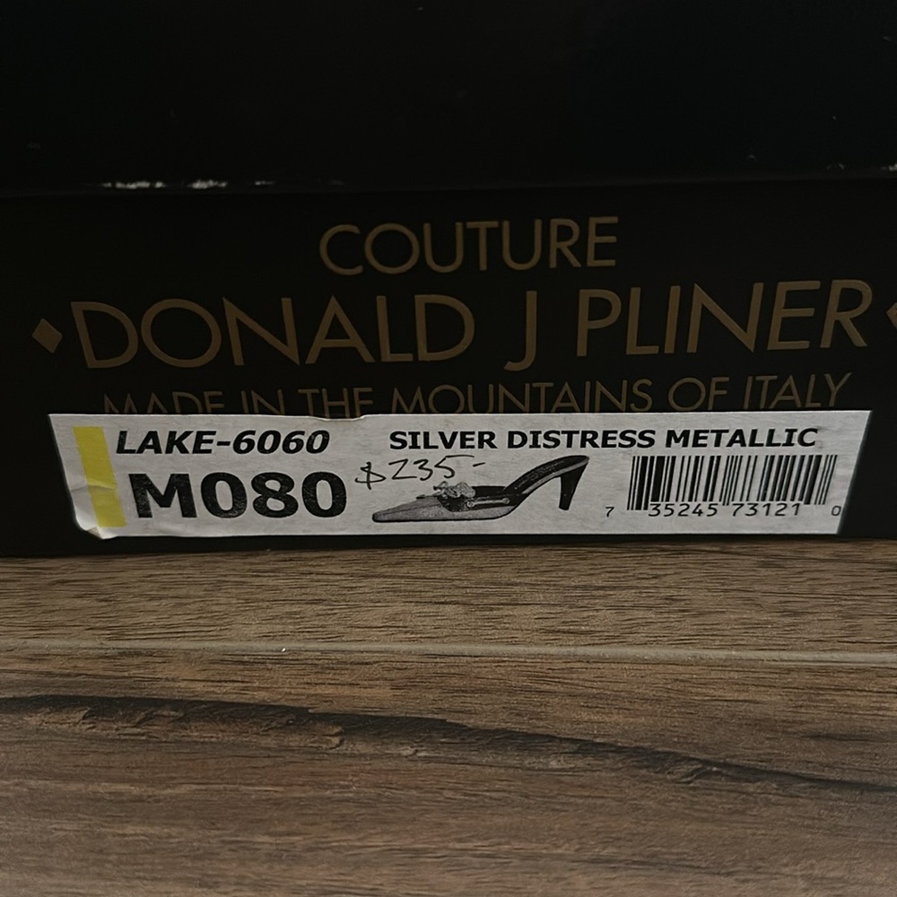 Donald J. Pliner Couture Vintage Y2K Distressed Silver Mule Heel Teal Lace Bow 8 - Picture 7 of 7